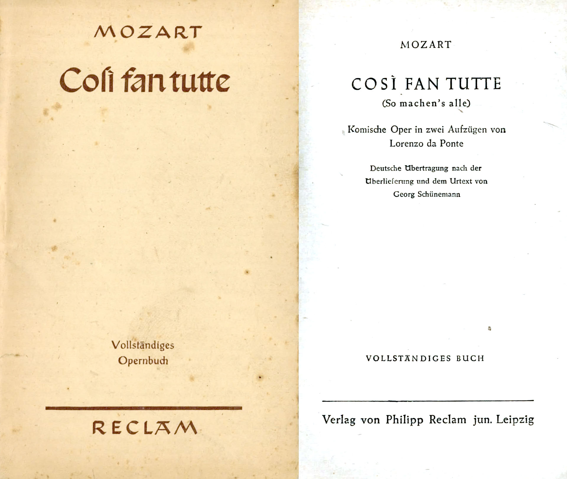 Cosi fan tutte - Vollständiges Opernbuch - Mozart